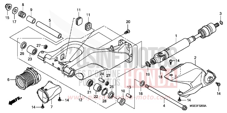 BRAS OSCILLANT de VFR1200F DCT CANDY PROMINENCE RED (R342) 2010